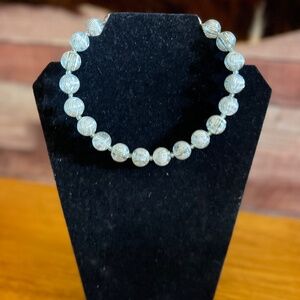Silver Hollow Metal Beaded Necklace